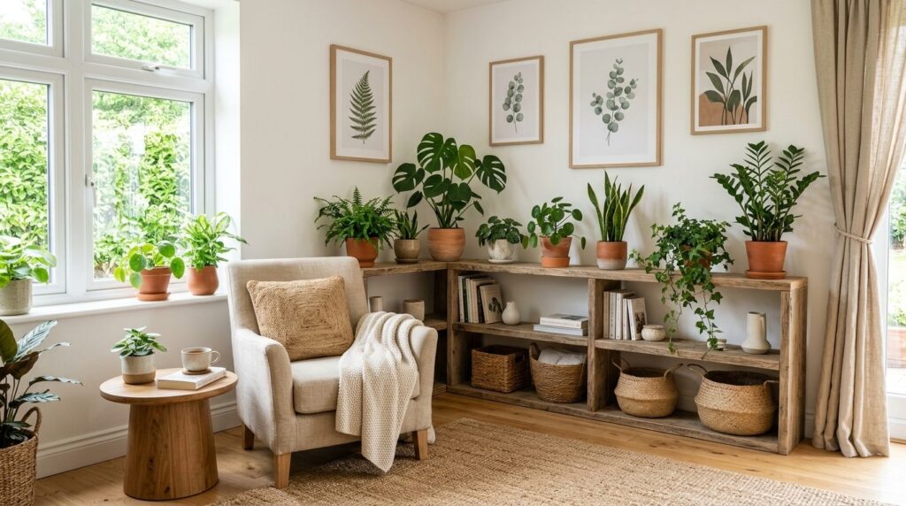 Professional interior photograph of a bright, sustainable li