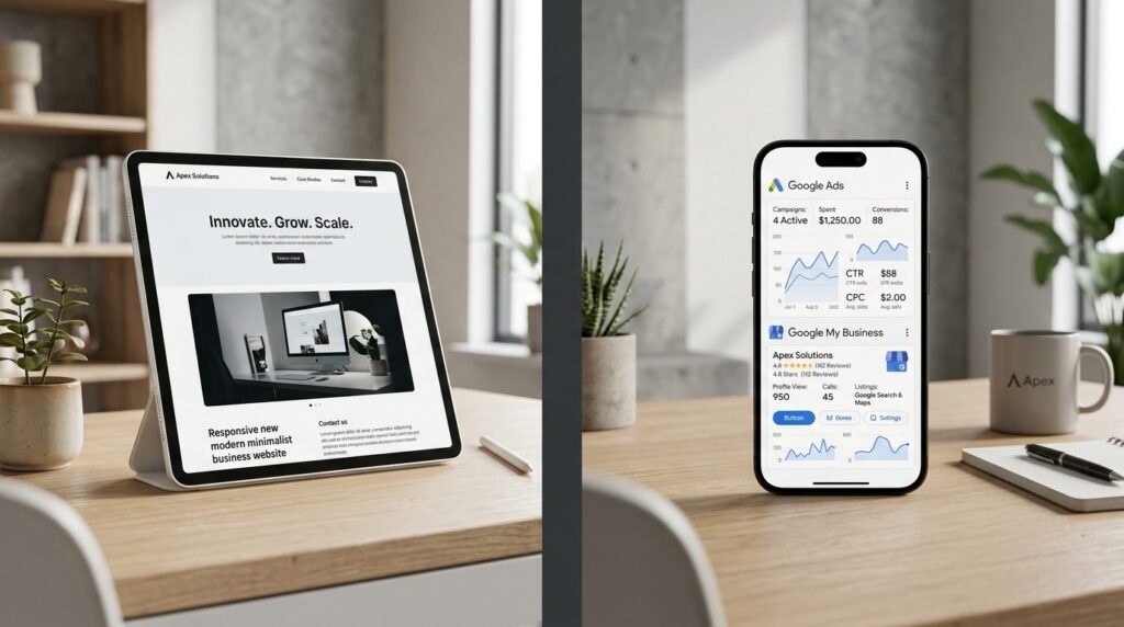 Split-screen visualization of digital marketing channels - l