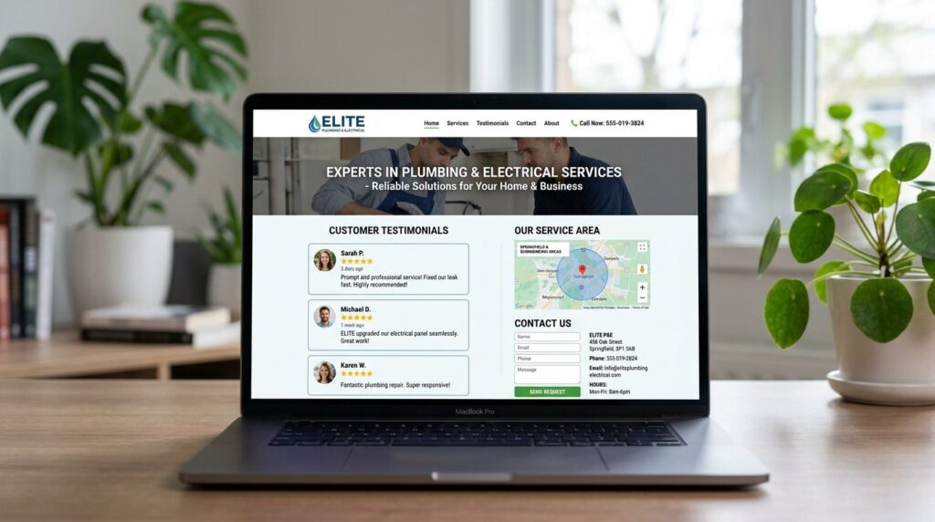 Close-up of a laptop screen showing a responsive website des