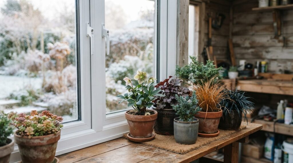 Close-up professional stock photo of frost-resistant potted